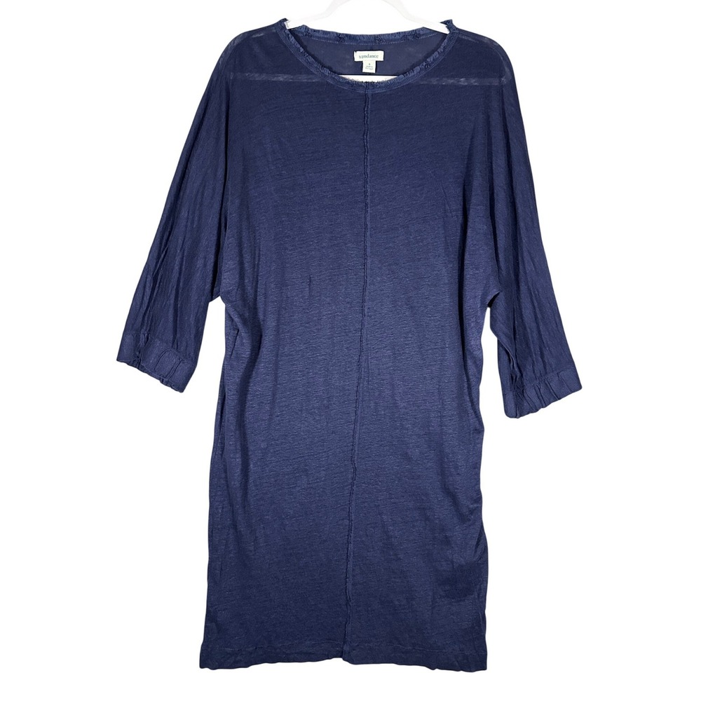 Sundance 100%‎ Linen Raw Edge Sheer Shift Dress Sz S Slouchy Lagenlook Portugal